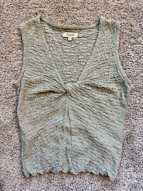 Madewell Popcorn-Knit Twist-Front Sleeveless Top Forgotten Landscape Size XXS
